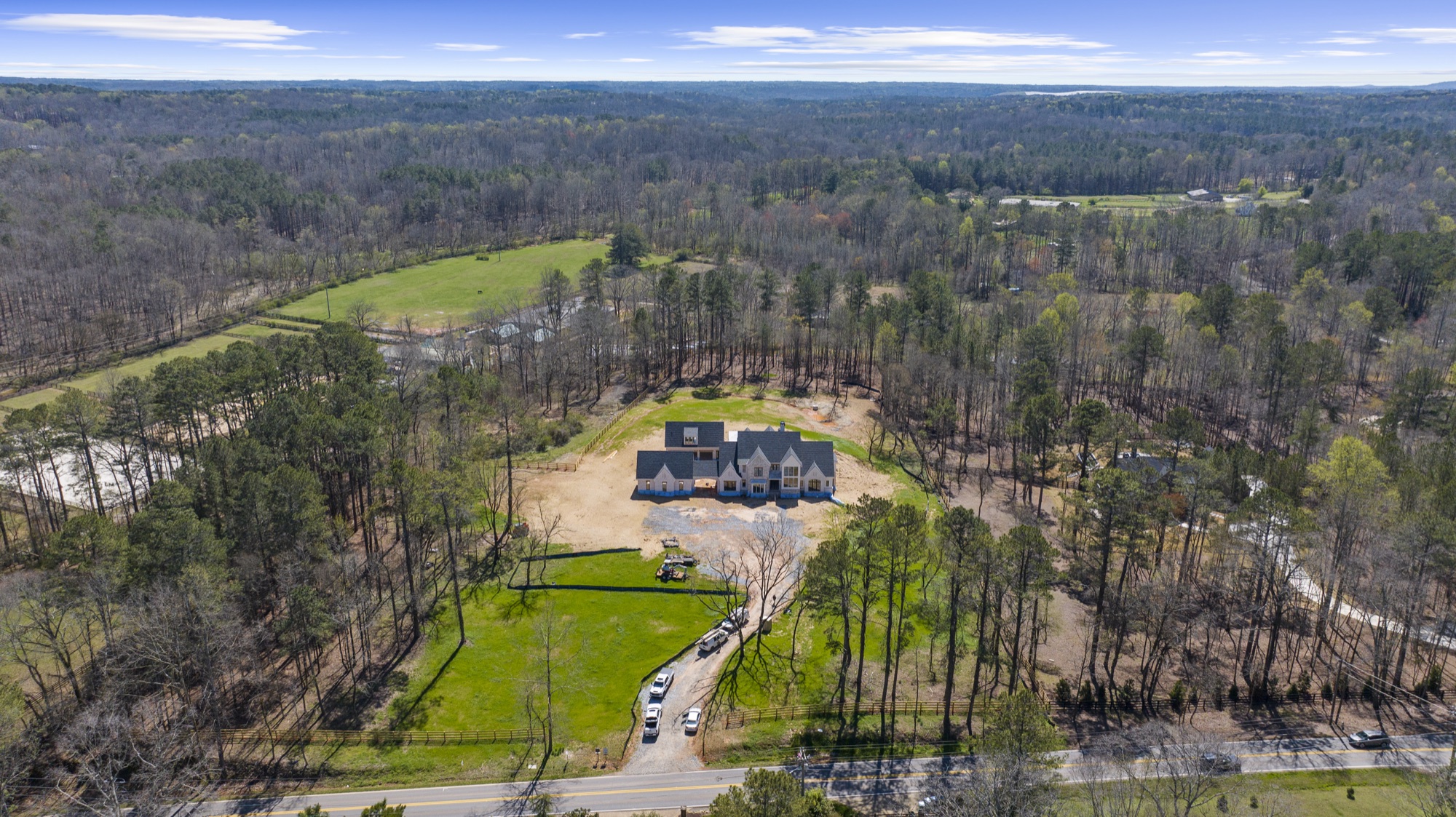 The estate on its wooded acreage